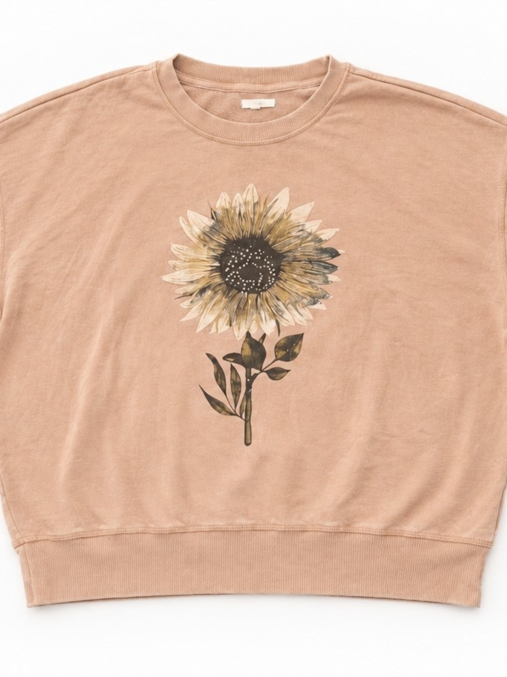 Maurices Women’s Sunflower Graphic Crewneck Sweatshirt Size L Peach Tan